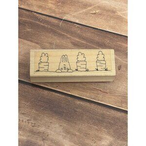 RUBBERNECKER EASTER DESIGN WOOD MOUNTED RUBBER STAMP CARROTS BUNNY SPRING
